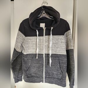 Doublju Men's Charcoal and Light Gray Zip-Up Hoodie S
